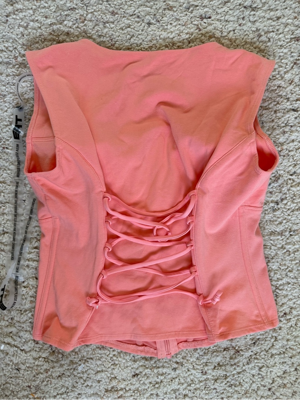 TA3 Pink Coral Corsety Square Neck Sleeveless Top Size Large Full Zip NWT - Picture 6 of 13
